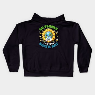 Go Planet Its Your Earth Day Cute Sunflower Kids Toddler Kids Hoodie